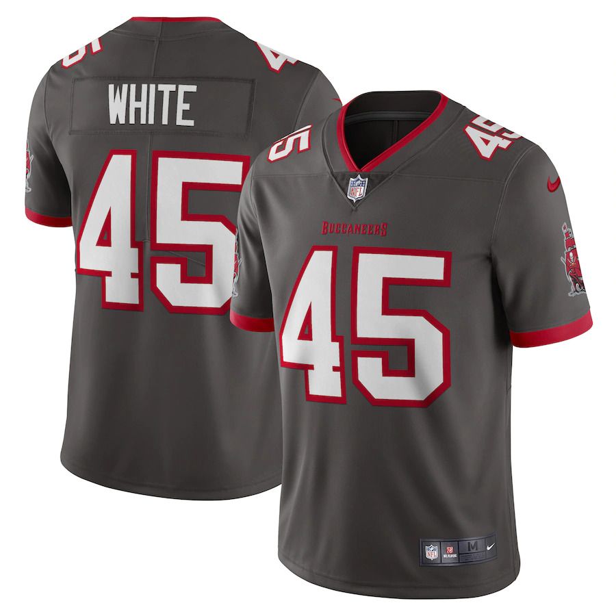Men Tampa Bay Buccaneers #45 Devin White Nike Pewter Vapor Limited NFL Jersey